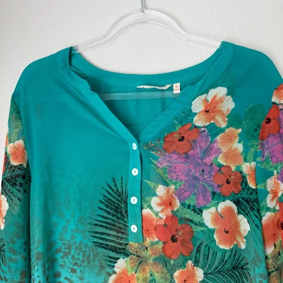 Soft Surroundings Tropical Breeze Floral Tunic Top Animalprint Resortwear Cruise - Picture 3 of 10